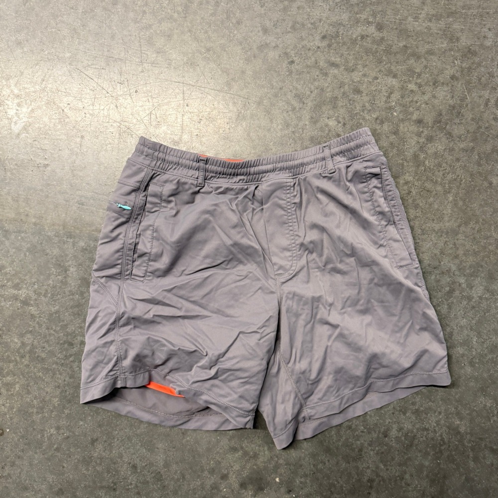 Birddogs Mens Gym Shorts Gray Orange Liner Elastic Waist Activewear Size Medium